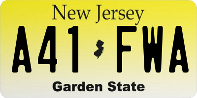 NJ license plate A41FWA