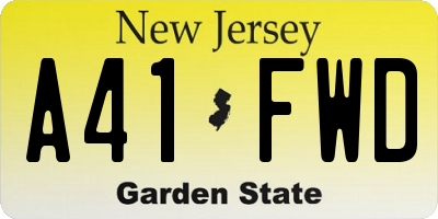 NJ license plate A41FWD