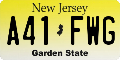 NJ license plate A41FWG