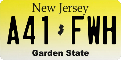 NJ license plate A41FWH