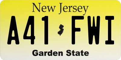 NJ license plate A41FWI