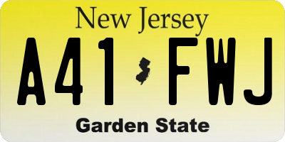 NJ license plate A41FWJ