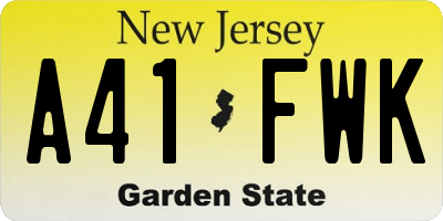 NJ license plate A41FWK