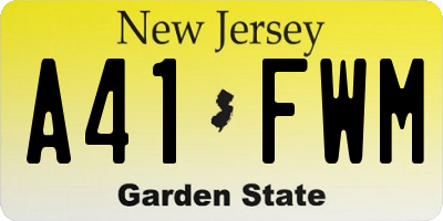 NJ license plate A41FWM