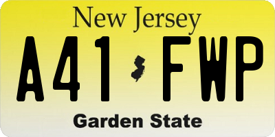 NJ license plate A41FWP