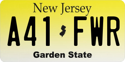 NJ license plate A41FWR