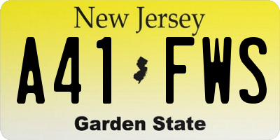 NJ license plate A41FWS