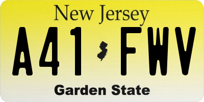 NJ license plate A41FWV