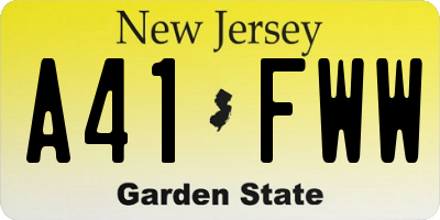 NJ license plate A41FWW