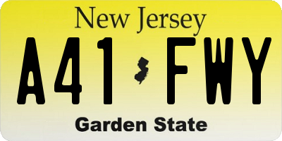 NJ license plate A41FWY