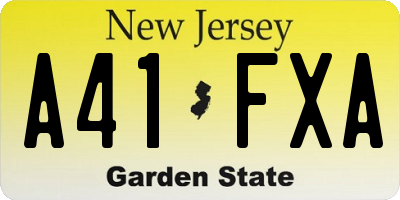 NJ license plate A41FXA
