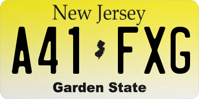 NJ license plate A41FXG