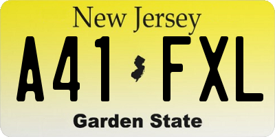 NJ license plate A41FXL