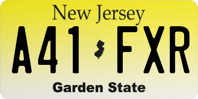 NJ license plate A41FXR