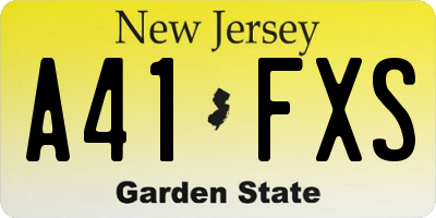 NJ license plate A41FXS