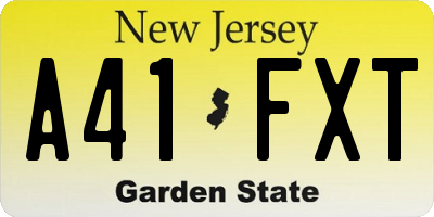 NJ license plate A41FXT