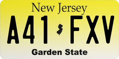 NJ license plate A41FXV