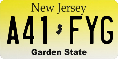 NJ license plate A41FYG