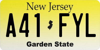 NJ license plate A41FYL