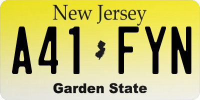 NJ license plate A41FYN