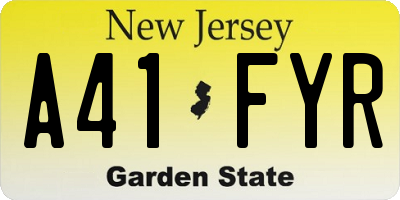 NJ license plate A41FYR