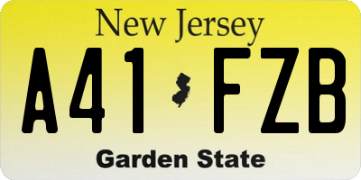 NJ license plate A41FZB