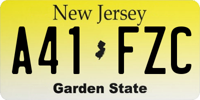 NJ license plate A41FZC