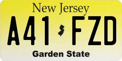 NJ license plate A41FZD