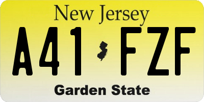 NJ license plate A41FZF