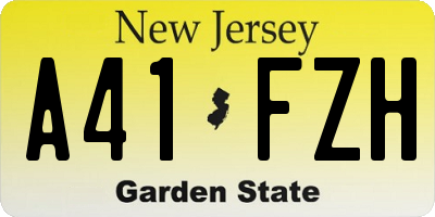 NJ license plate A41FZH