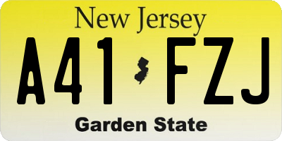 NJ license plate A41FZJ