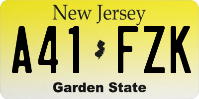NJ license plate A41FZK