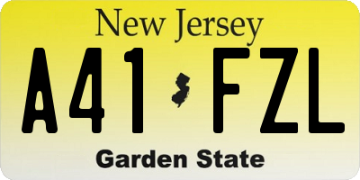 NJ license plate A41FZL