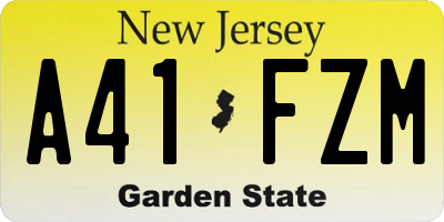 NJ license plate A41FZM