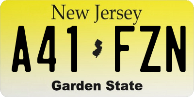 NJ license plate A41FZN