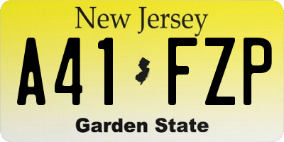 NJ license plate A41FZP