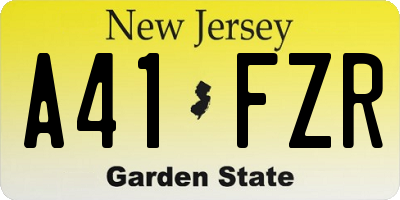 NJ license plate A41FZR