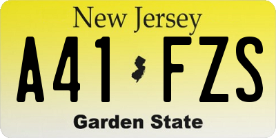 NJ license plate A41FZS
