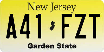 NJ license plate A41FZT