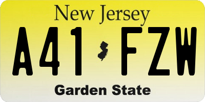 NJ license plate A41FZW