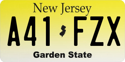 NJ license plate A41FZX