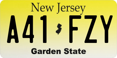 NJ license plate A41FZY