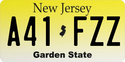NJ license plate A41FZZ