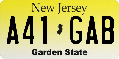 NJ license plate A41GAB