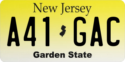 NJ license plate A41GAC