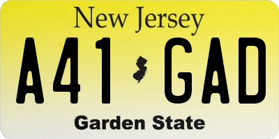 NJ license plate A41GAD