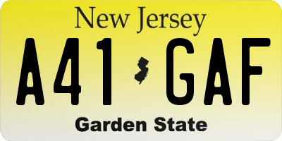 NJ license plate A41GAF