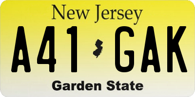 NJ license plate A41GAK
