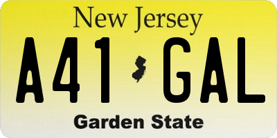 NJ license plate A41GAL