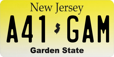 NJ license plate A41GAM